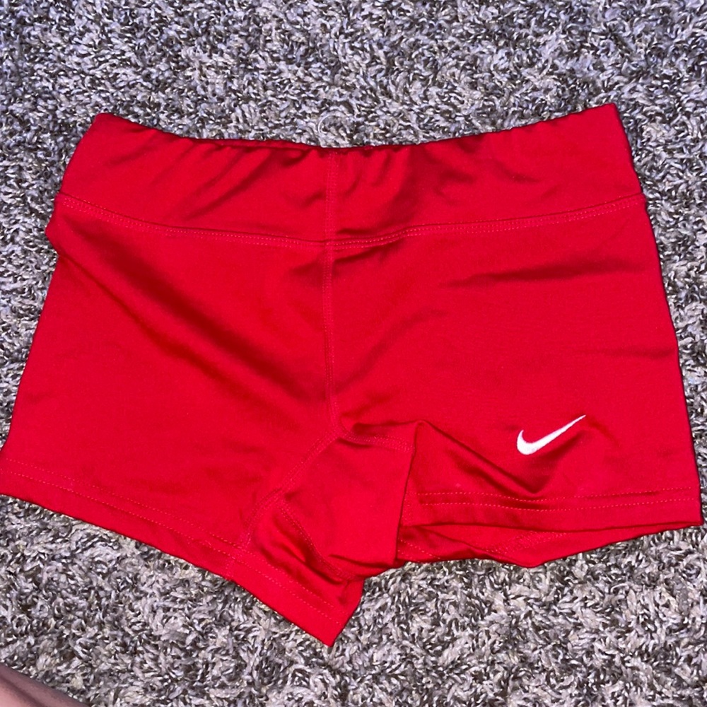 red nike kids training/workout shorts